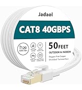 Cat8 Ethernet Cable, Outdoor&Indoor, 50 FT Heavy Duty High Speed Cat 8 LAN Network Cable, 40Gbps ...