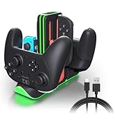 WUXIDIXI Switch 2 Controller Charger Dock – Charge 4 Joy-Cons &amp; 2 Pro Controllers – Fast Charging...