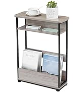Narrow Side Table,3-Tier Slim End Table with Storage Shelf,Modern Sofa Table Thin Side Table for ...