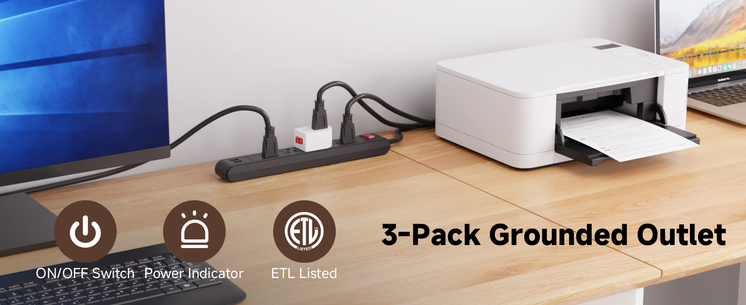 Grounded outlet switch with ON/OFF button for safety and energy savings