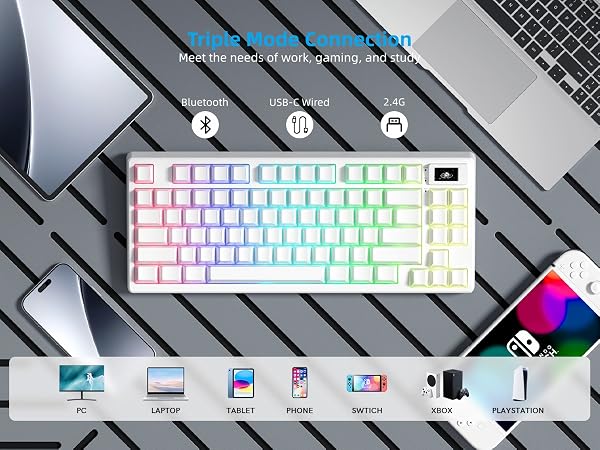 75% Wireless Mechanical Keyboard RGB Custom Creamy Keyboard gaming