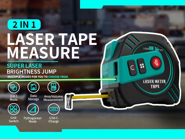 2 in1 green laser tape measure