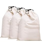 MISSLO Cotton Breathable Dust-proof Drawstring Storage Pouch Bag (Pack 3 L)