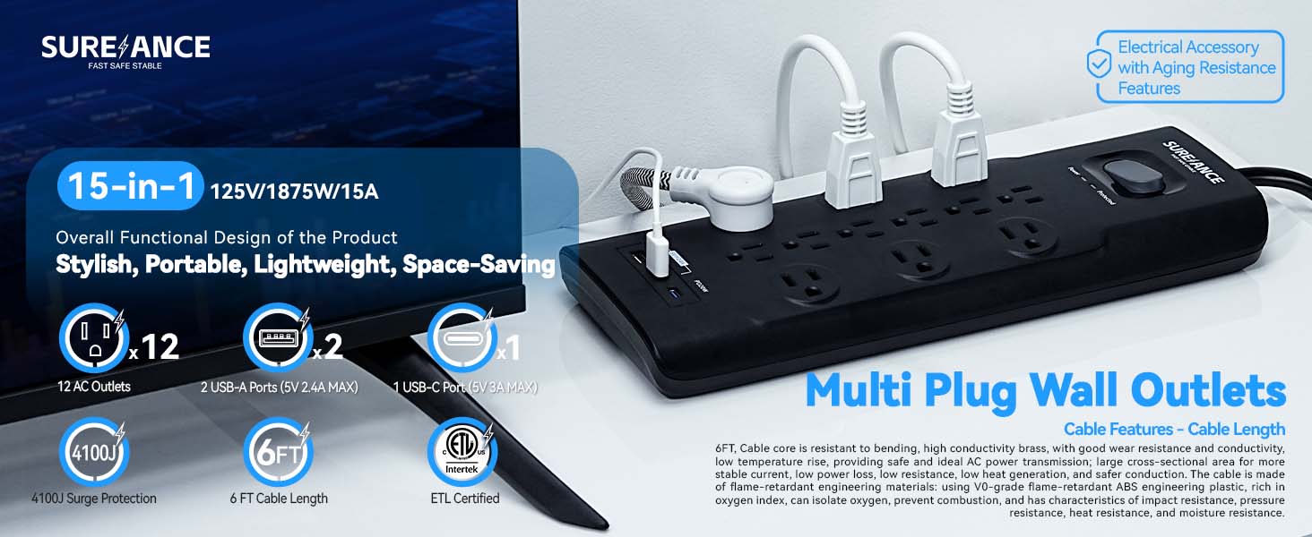 Power strip surge protector