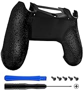 eXtremeRate Textured Black Comfortable Non-Slip Custom Back Housing, 3D Splashing Case Cover, Gam...