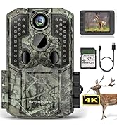 WOSPORTS Trail Camera,48MP 4K 0.2S Trigger Motion Activated,Game Camera with Night Vision IP66 Wa...