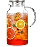 1 Gallon thickened Glass Pitcher with Lid and Spout, Borosilicate Glass Carafe for Hot/Cold Drink...