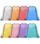 Grneric 8Pcs Drawstring Bags Bulk Cinch Bag, Polyester String Bag Drawstring Backpack for Trip Pa...
