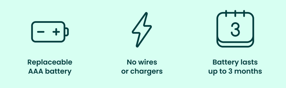 Magnetic snap-on charging cable. Eleminates battery waste. Single charge lasts up to 3 months.