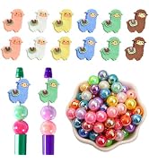 16mm Acrylic Beads for Pens 52PCs &amp; Silicone Focal Alpaca Beads for Beadable Pens, Large Ball Pen...