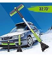 Yougfin 33" Ice Scraper for Car Windshield, Snow Brush, 2 in 1 Snow Removal for Cars with Foam Gr...