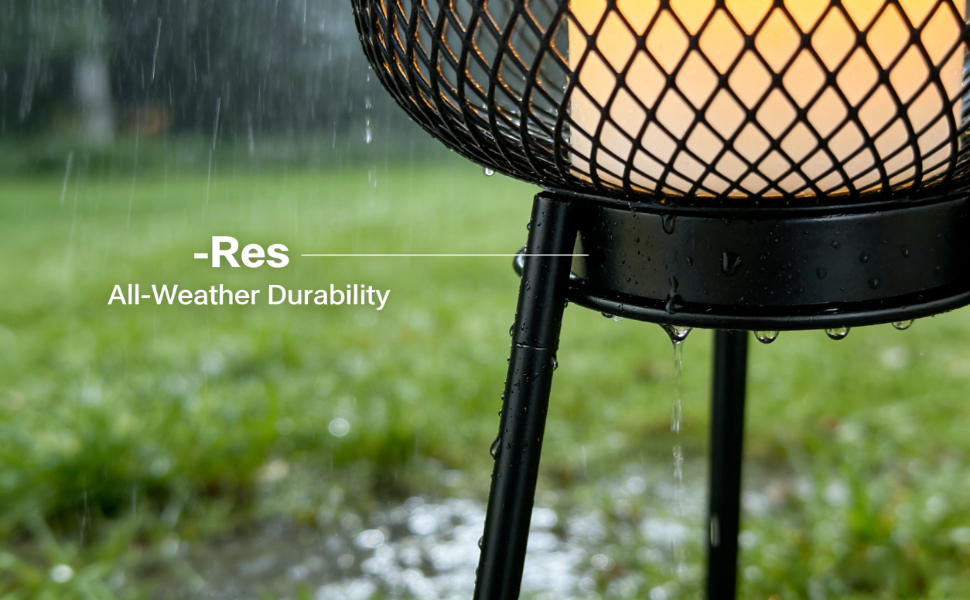 Solar Powered Outdoor Floor Lamp - Black Iron Mesh (Black Iron Mesh)