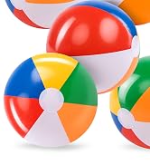 JOYIN Rainbow Beach Balls(12 Pack), 12'' Inflatable Swimming Pool Toys for Summer Water Games Kid...
