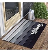 Bulijojo Grey Entrance Door Mat Large 17 x 30 Inch Entry Way Doormat Front Door Rug Outdoor Heavy...