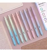 Writech Retractable Gel Ink Pens: 8ct Black Ink 0.5mm Fine Point Tip Pen Comfort Grip Smooth Writ...