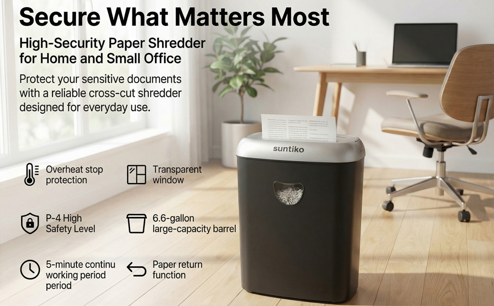 14-sheet cross cut paper shredder for home office with black design and compact size