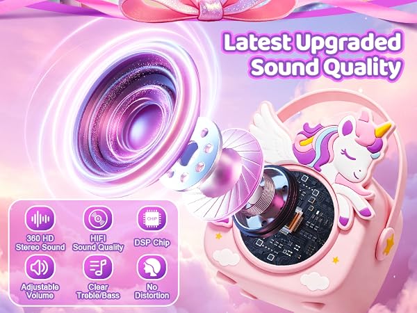 kids karaoke machine for kids microphone mini unicorn gifts for girls 4-6 gifts for 4 year old girl
