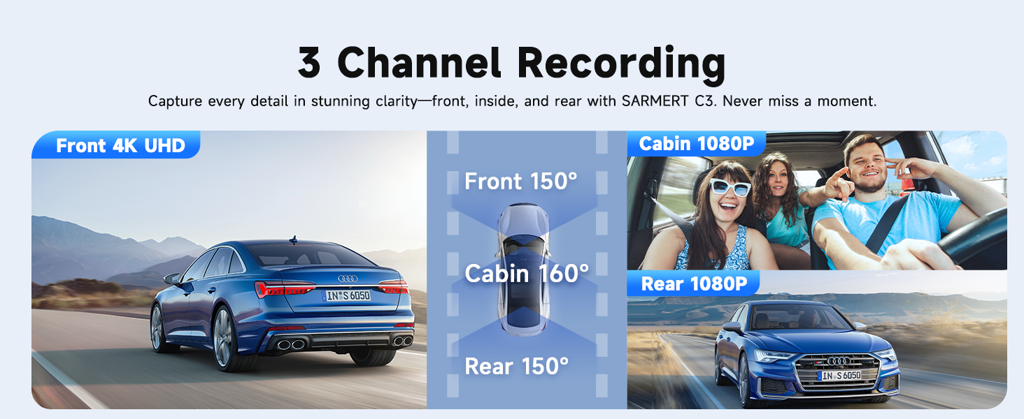 3 Channel dash cam