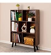 LEYAOYAO Cube Bookshelf 3 Tier Mid-Century Modern Bookcase with Legs,Retro Wood Bookshelves Stora...
