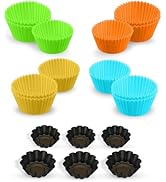 RFAQK 12 Pack Silicone Liners with 6PCs Tart and Pie Molds, Silicone Round Mold Individual Small ...