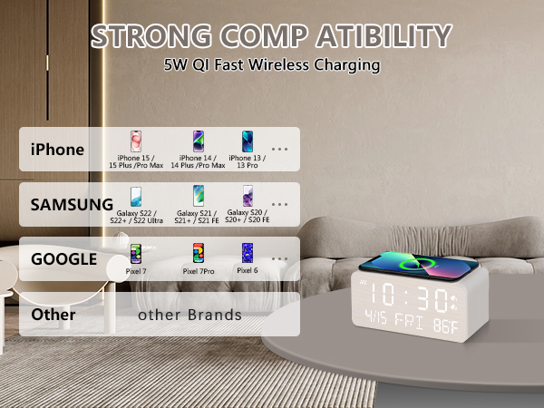 wireless charging clock
