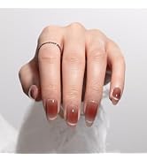 Melodysusie Press On Nails Almond (Blush Cat Eye French Tip),Medium Nails Press ons, Salon-like N...