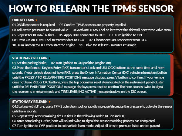 HOW TO RELEARN THE TPMS SENSOR