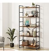 Shintenchi 5 Tiers Bookshelf, Classically Tall Bookcase Shelf, Industrial Book Rack, Modern Book ...