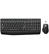 Wireless Keyboard and Mouse Combo, EDJO 2.4G Full-Sized Wireless Ergonomic Keyboard with Wrist Re...
