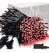 JMEXSUSS 250 LED Red String Lights with 8 Modes, 91.5ft Expandable Red Halloween Lights Outdoor W...
