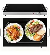 Sweetcrispy Electric Warming Tray, Glass Top Food Warmer with Adjustable Temperature Control, Eas...