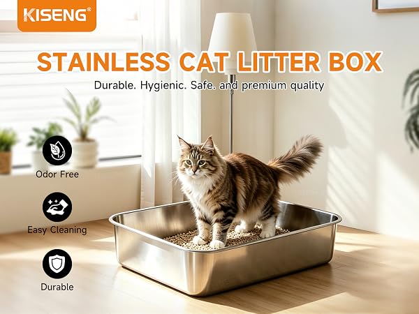KISENG Stainless Cat Litter Box