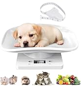 Digital Pet Scale with Tape Measure, Small Animal Scale with LCD Display, Multifunction Kitchen F...
