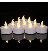 Battery Operated Tea Lights Candles: 24 Pack Realistic and Bright Flickering Holiday Gift Flamele...