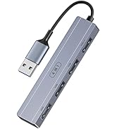 USB 3.0 Hub Splitter, TargetGo 4-Port USB Extender Ultra-Slim Data Hub Suitable for Computer or L...