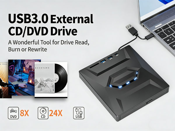 7-in-1 External USB DVD Drive &amp;amp; Blu-Ray Player