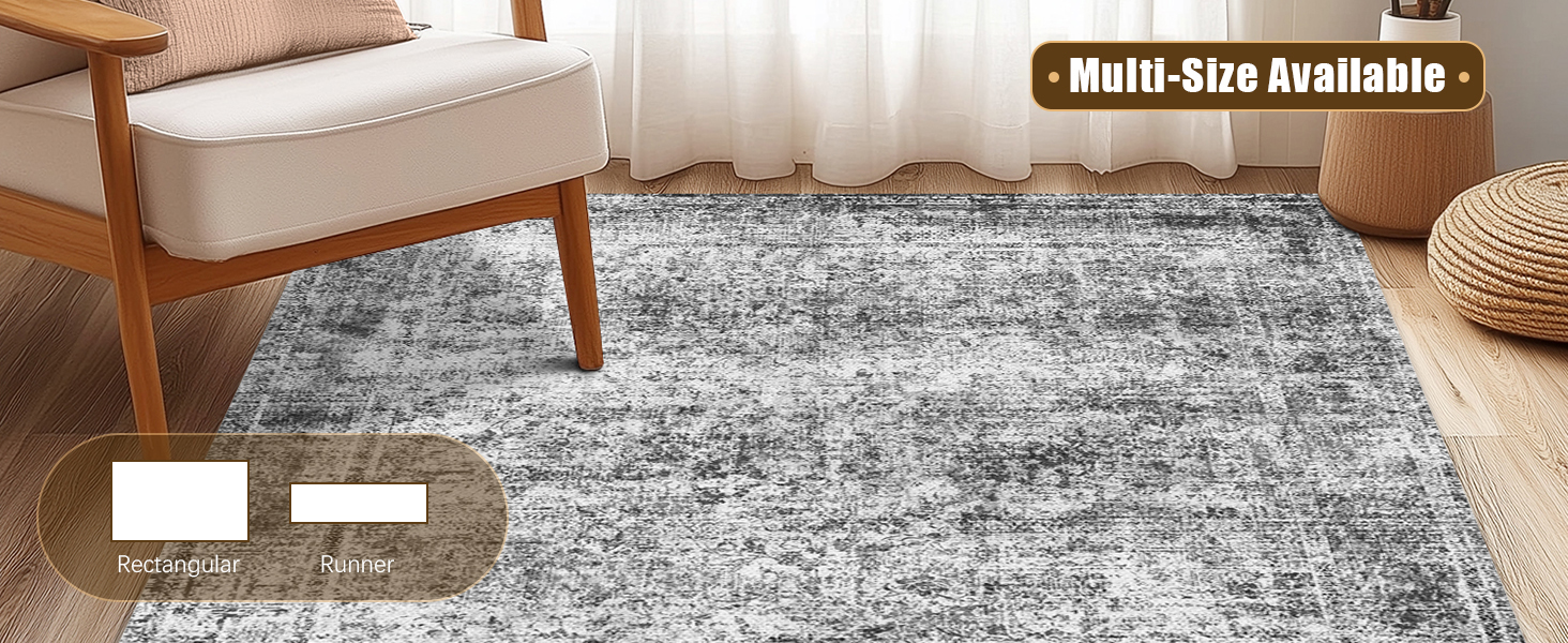 HIRUG Washable Area Rug