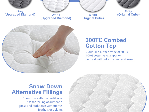 LEISURE TOWN Mattress Pad Cover Cooling Mattress Topper Cotton Top Pillow Top Deep Pocket White