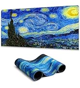 Manicer Blacklight Starry Night Mouse Pad, Van Gogh Painting Gaming Extended Large Desk Pad, UV R...
