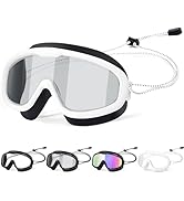 Otionus Swim Goggles for Adult Men Women Youth, Bungee Strap Swimming Goggles Wide View No Hair P...