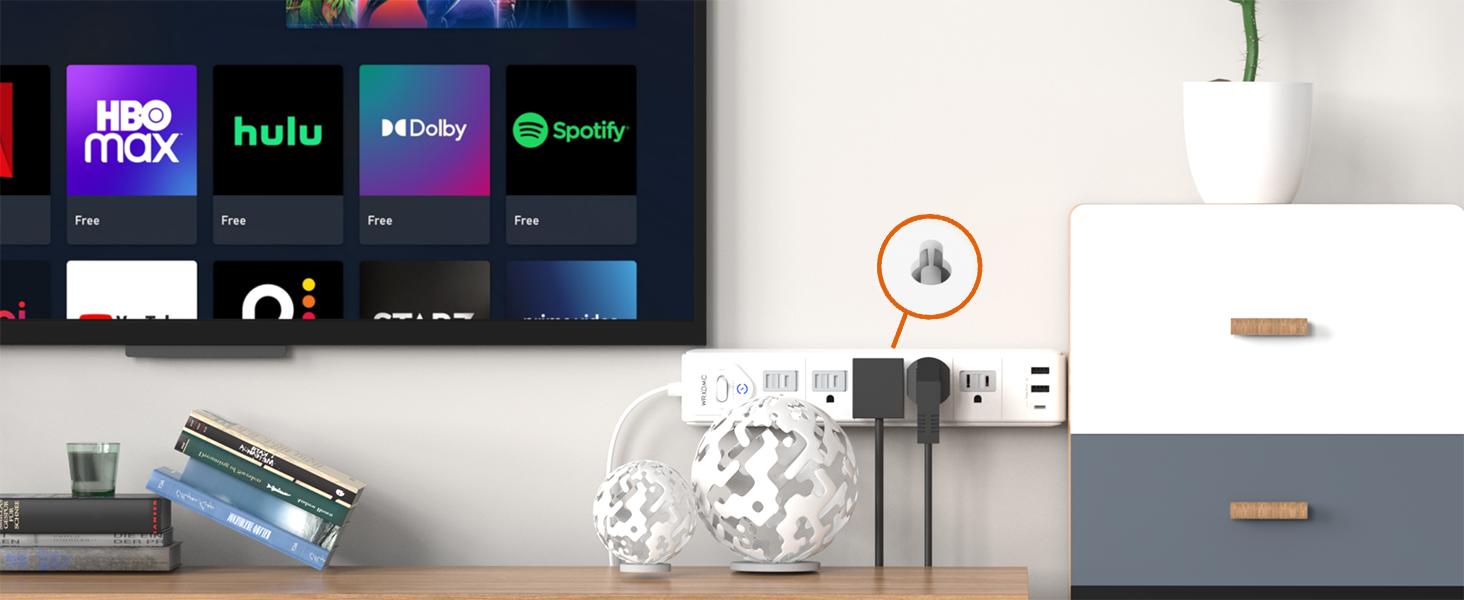 2 Prong Power Strip, WRXDMC 2 Prong to 3 Prong Outlet Adapter, 1400J Two Prong Surge Protector