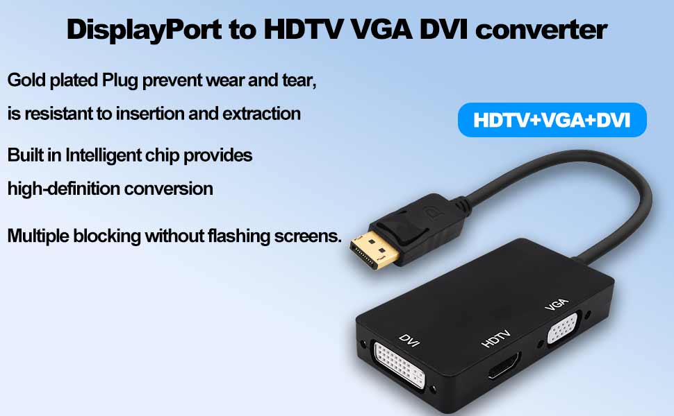 DisplayPort to VGA DVI HDTV Adapter Cable