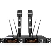 Kaschun Wireless Microphones,Handheld Cordless mics System,Channel Microphone System,Auto Scan Fe...