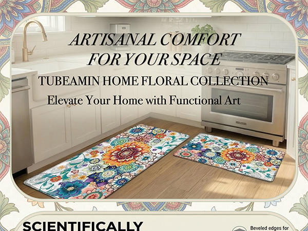 TUBEAMIN HOME FLORAL KITCHEN MAT