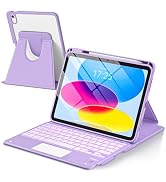 TaIYanG Touchpad for iPad A16 11th/10th Generation Case with Keyboard, 7 Color Backlit 360 Rotati...
