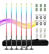 6 Pack RGB Tube Light with Stand 4ft LED Light Wand 5000mAh Battery Powered Handheld Light Tubes ...