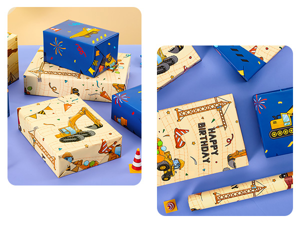 WERNNSAI Construction Wrapping Paper Roll 