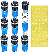 DaierTek Waterproof Latching Push Button Switch 12V 19mm ON Off Black Metal Pre-Wired 12 Volt Blu...