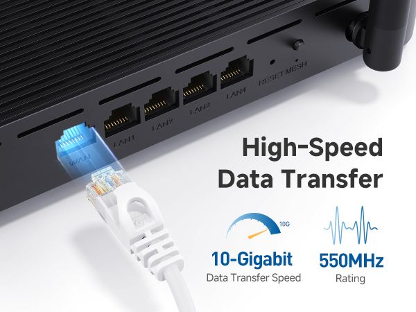 High-performance Cat6 network cable for LAN connections and internet