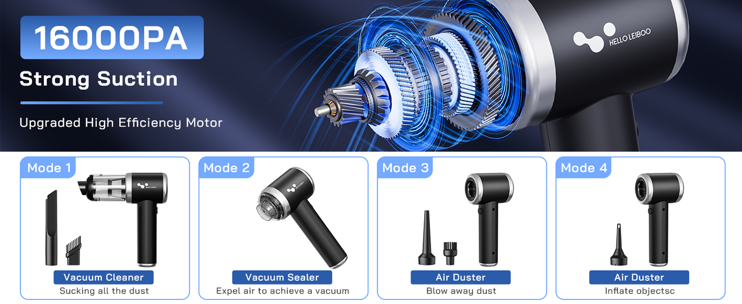 16000PA Car Vacuum Portable Cordless